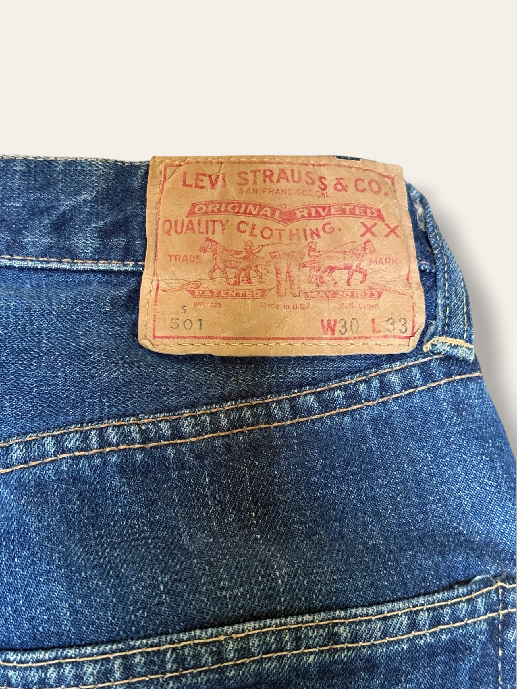 Vintage 1960s Levi’s 501s Big E Hippie Patchwork Denim Jeans | Bell Bottom Folk Art Custom Denim Pants W:26