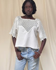 Vintage 1900’s Edwardian White Blouse | Antique Crochet Cotton Top