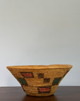 Vintage Jicarilla Apache Coil Handmade Basket | Native American Geometric Basket