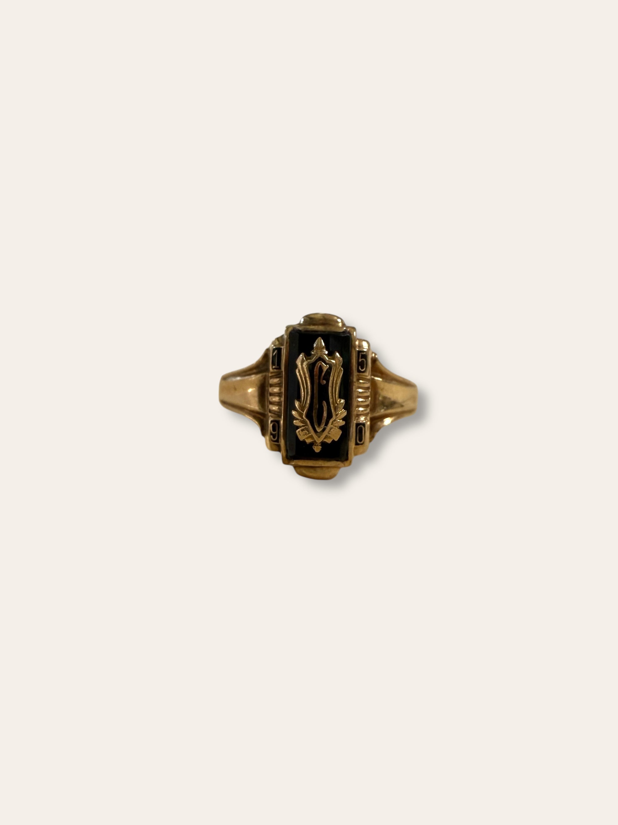 Vintage 1950 Josten 10k Gold Onyx Class Ring Size 6.5