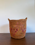 Vintage Jicarilla Apache Coil Handmade Basket With Handles | Native American Pattern Basket