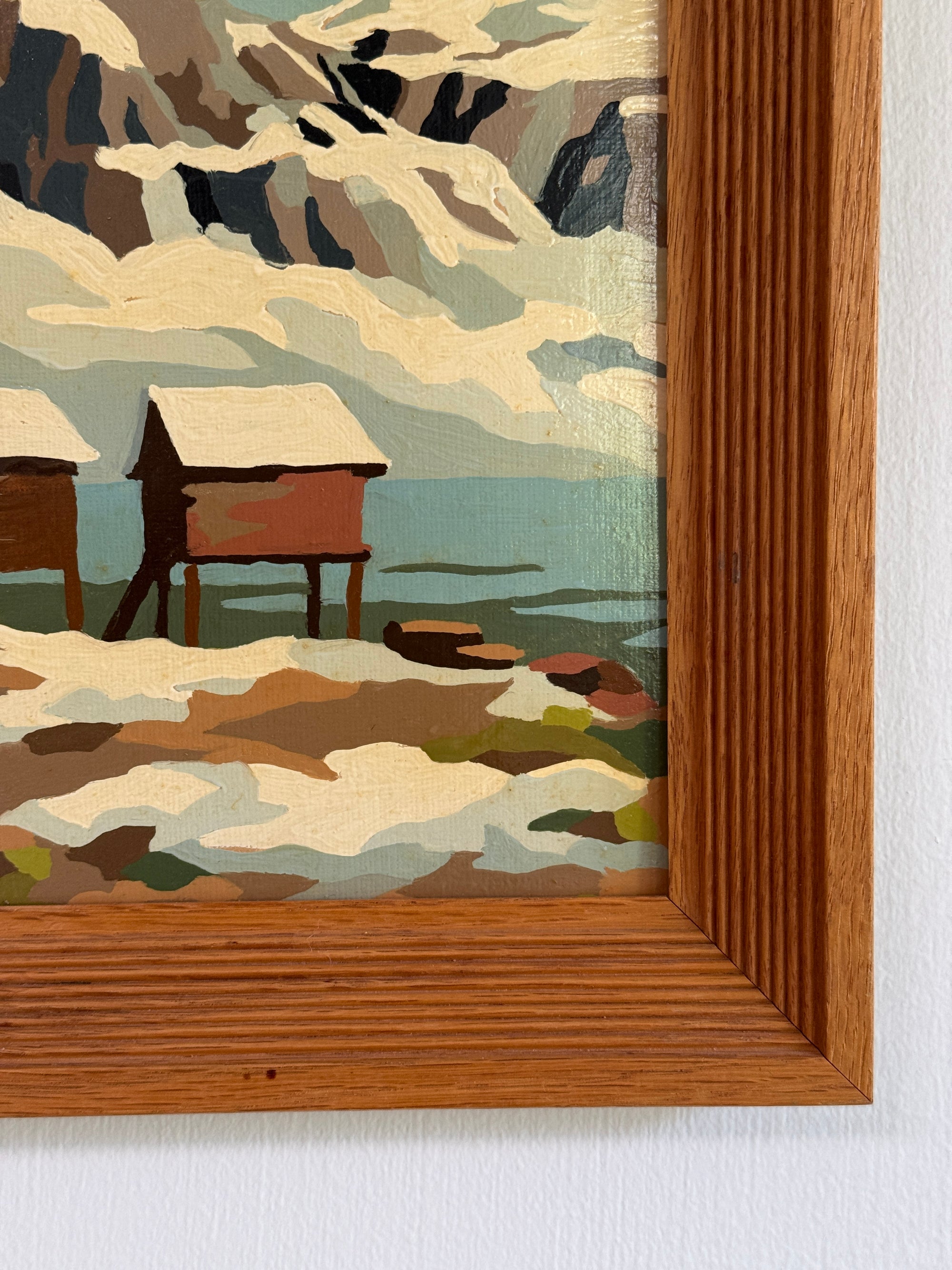 Vintage MCM Paint By Numbers Landscape Painting | Framed Mid Century Art