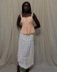 Vintage 1930s Blush Fan Lacing Corset | Lace-Up Lingerie Top