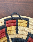 Vintage Hopi Coiled Flat Basket | Handwoven Native American Wall Art | Geometric Polychrome Woven Basket Tray