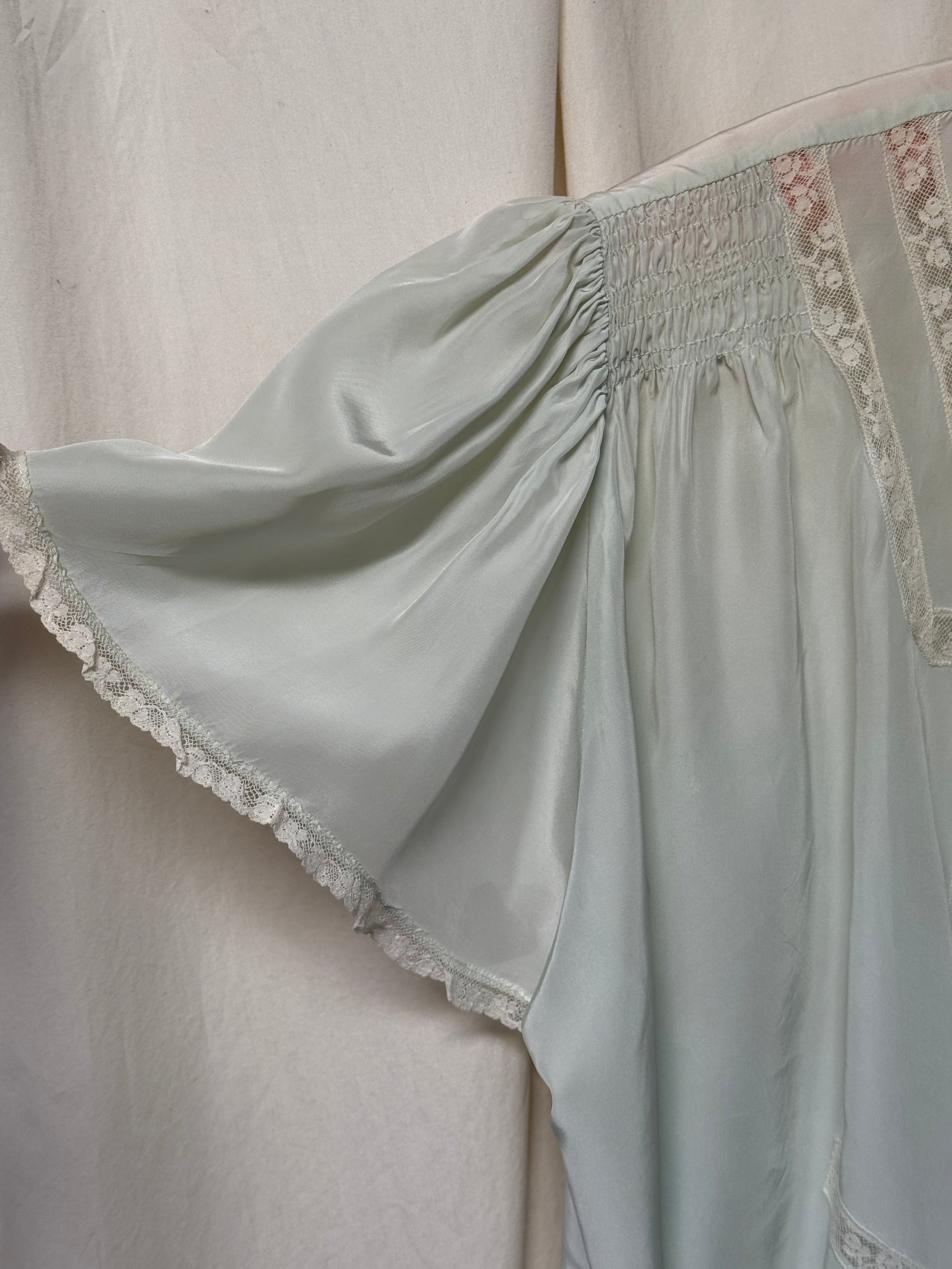 Vintage 1930s Silk-Rayon Butterfly Sleeve Bed Jacket | Silk Lingerie Layering Top