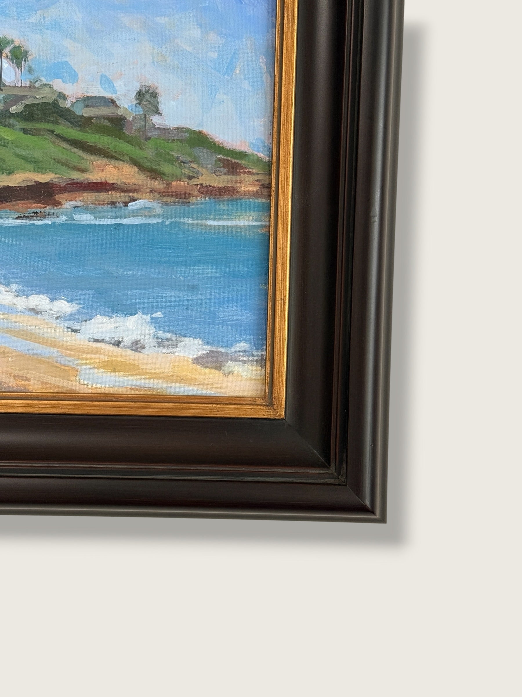 2000s Jeff Yeomans "Beach at Big Rock" Original Oil Painting | Laguna Beach California Coastal Landscape Impressionist Art
