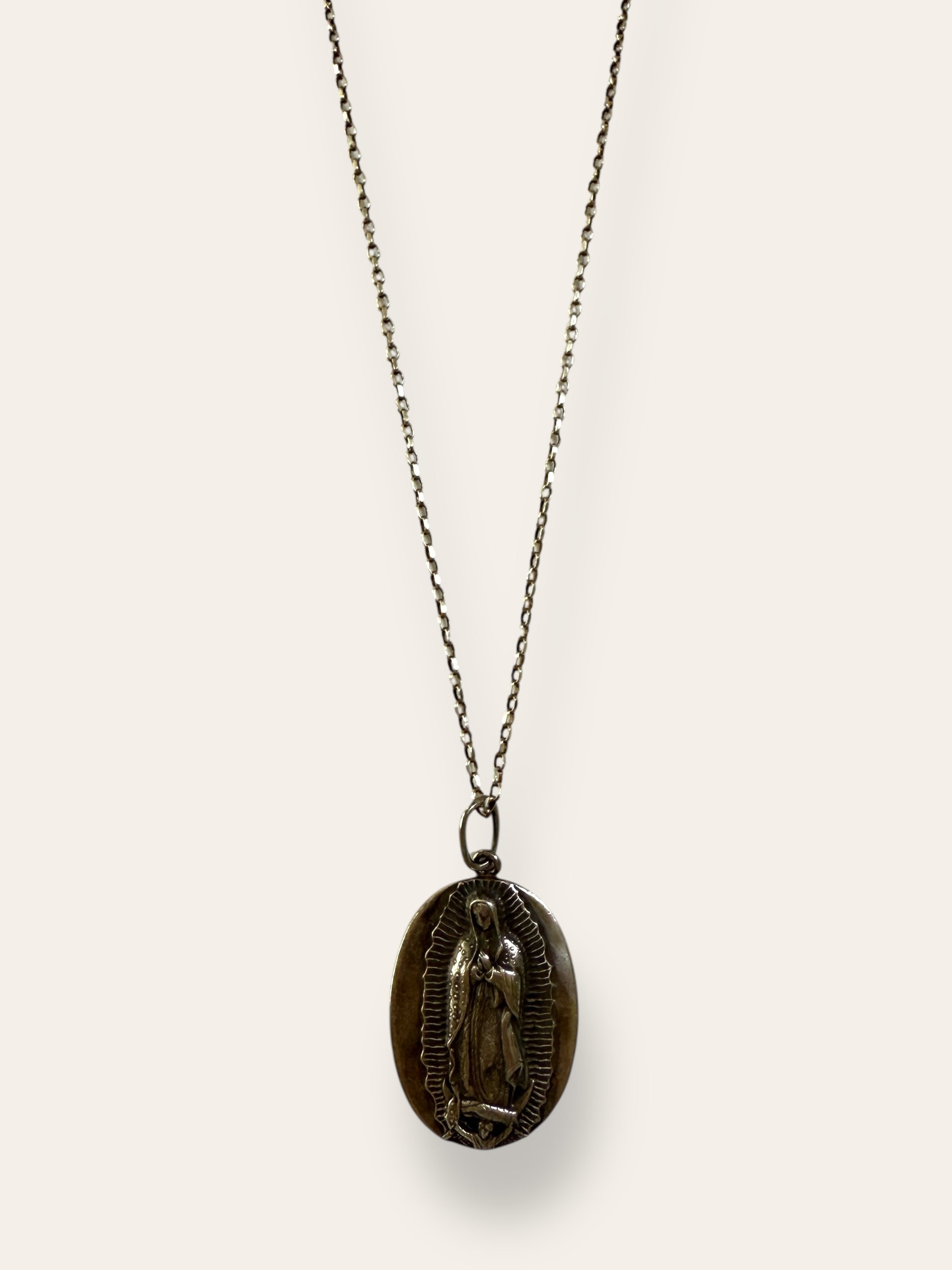 Vintage 1955 Lady of Guadalupe Sterling Silver Necklace