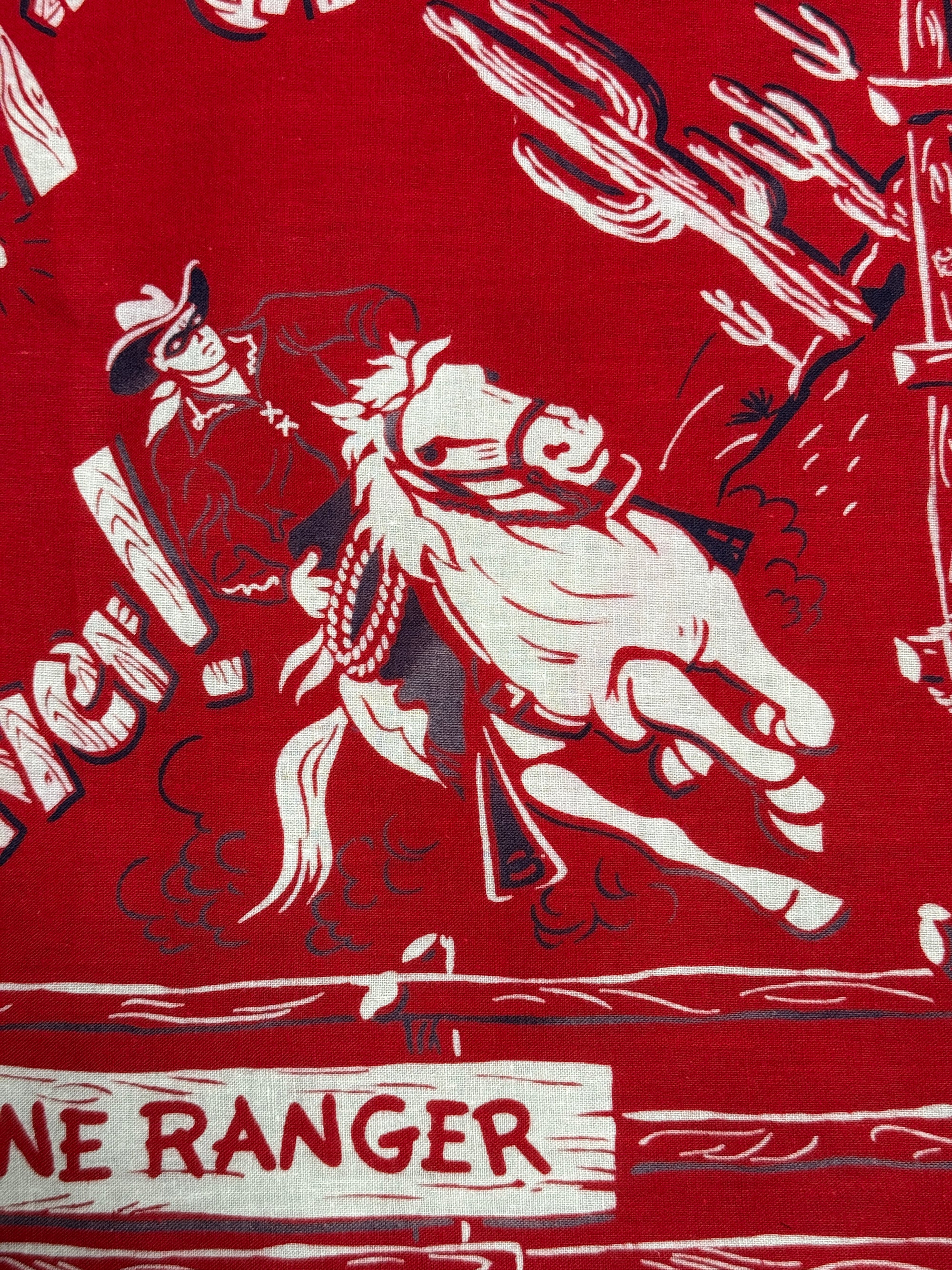 Vintage 1950s The Lone Ranger Bandana | Western Hi-Yo Silver Bandana