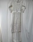 Antique 1900s Edwardian White Lace & Embroidered Cotton Lawn Dress  | Handcrafted Heirloom Bridal Gown