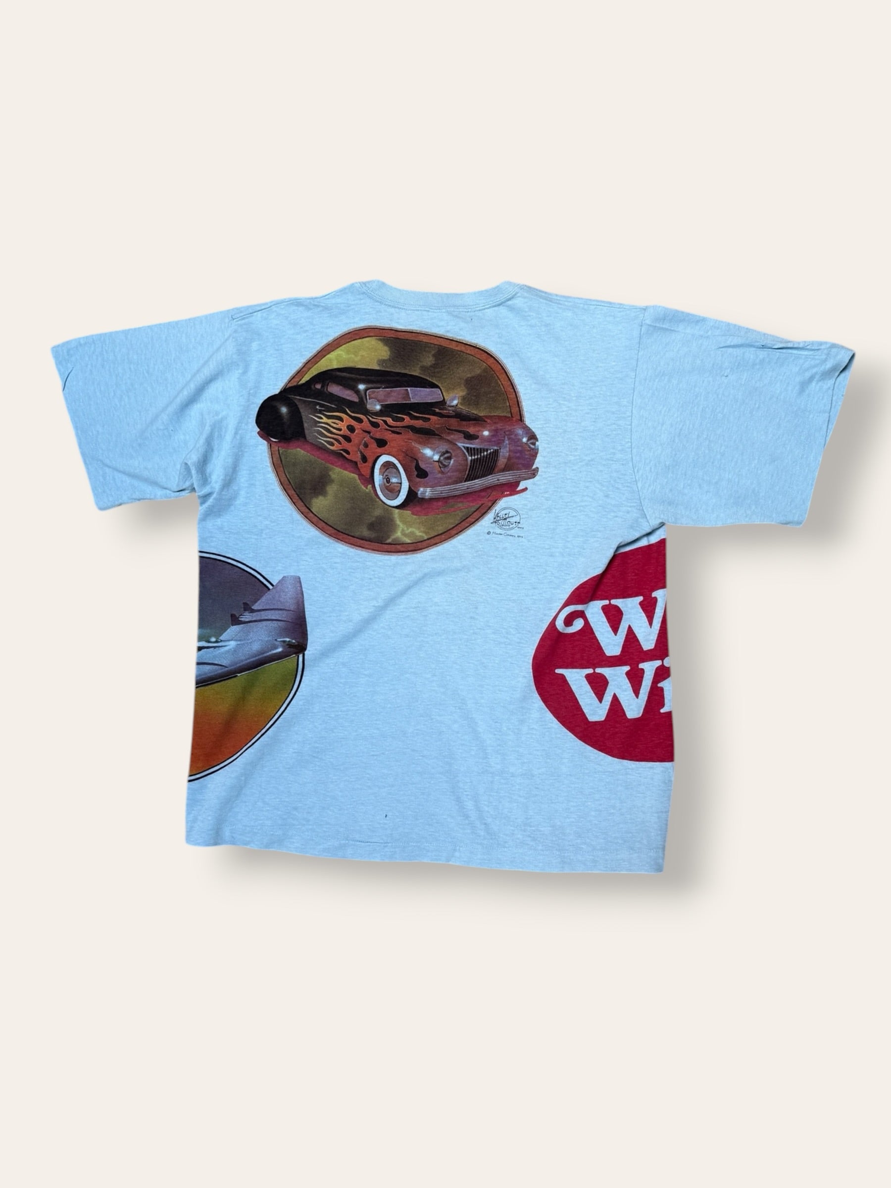Vintage 1973 Kelley Mouse Studio Test Print T-Shirt | Hot Rod | Grateful Dead Jester and Rose Graphic | Rare 1970s Psychedelic Art T-Shirt