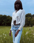 Antique Edwardian Romantic White Gauze Cotton Blouse | Vintage Sheer Top With Pom-Pom Tassels