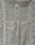 Antique 1900s Edwardian White Lace & Embroidered Cotton Lawn Dress  | Handcrafted Heirloom Bridal Gown