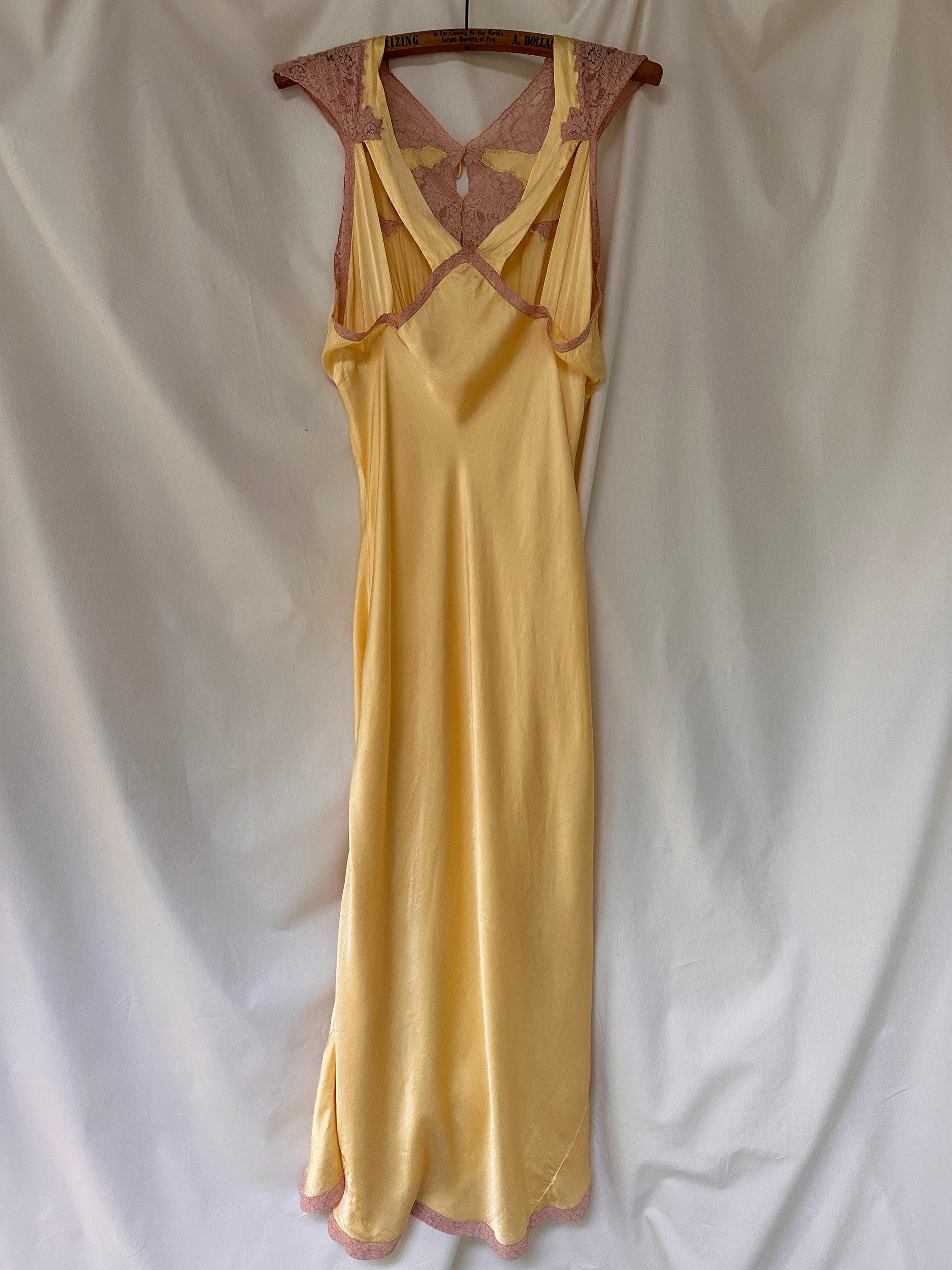 Vintage 1930’s Silk Rayon Lace Slip Dress