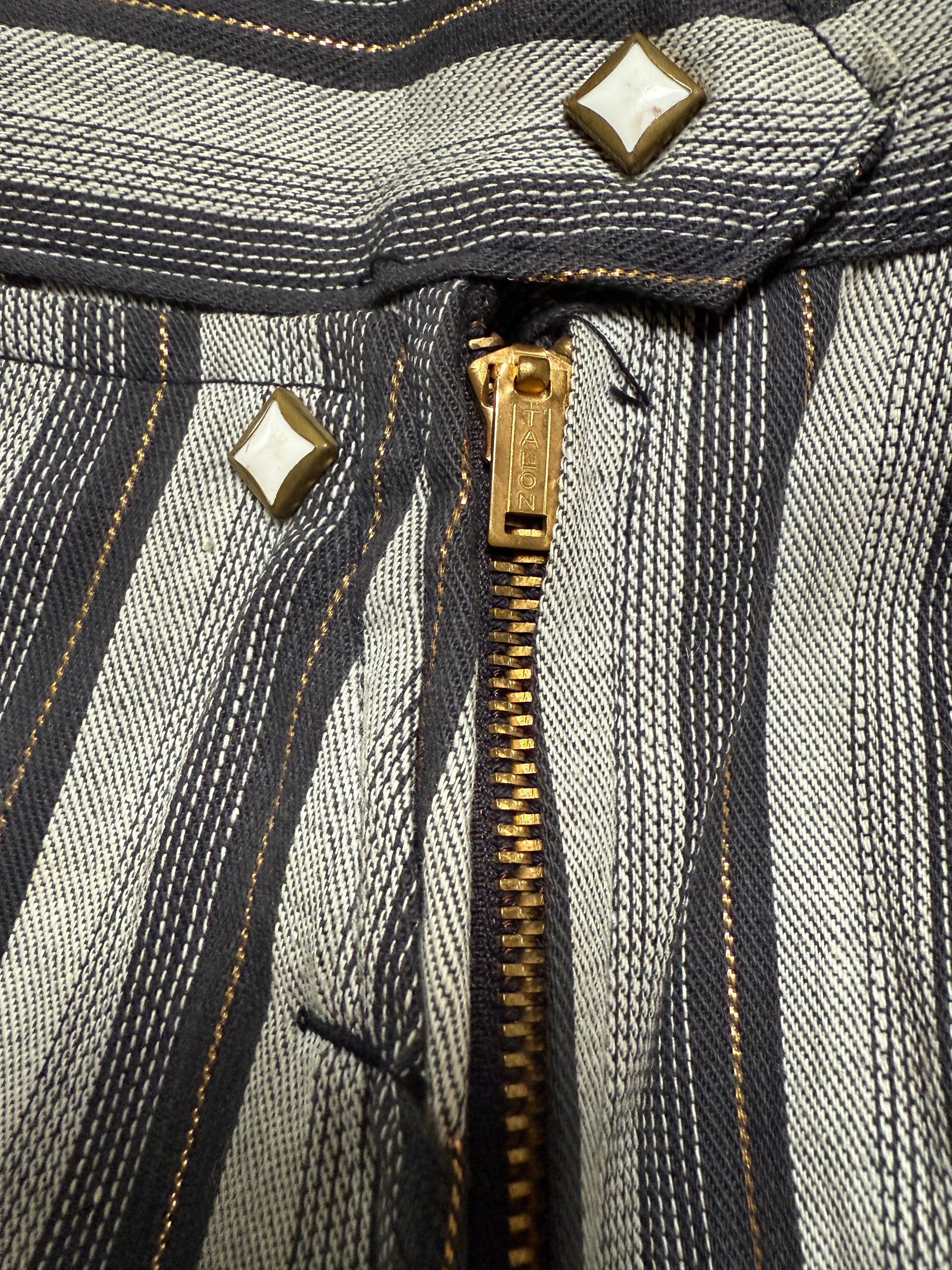 Vintage 1950’s Deadstock Levi’s Western Side Zip Ranch Striped Denim Pants W:24