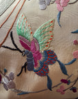 Vintage 1930s Manton de Manila Embroidered Silk Piano Shawl | Floral Bird Butterfly Motif With Long Fringe