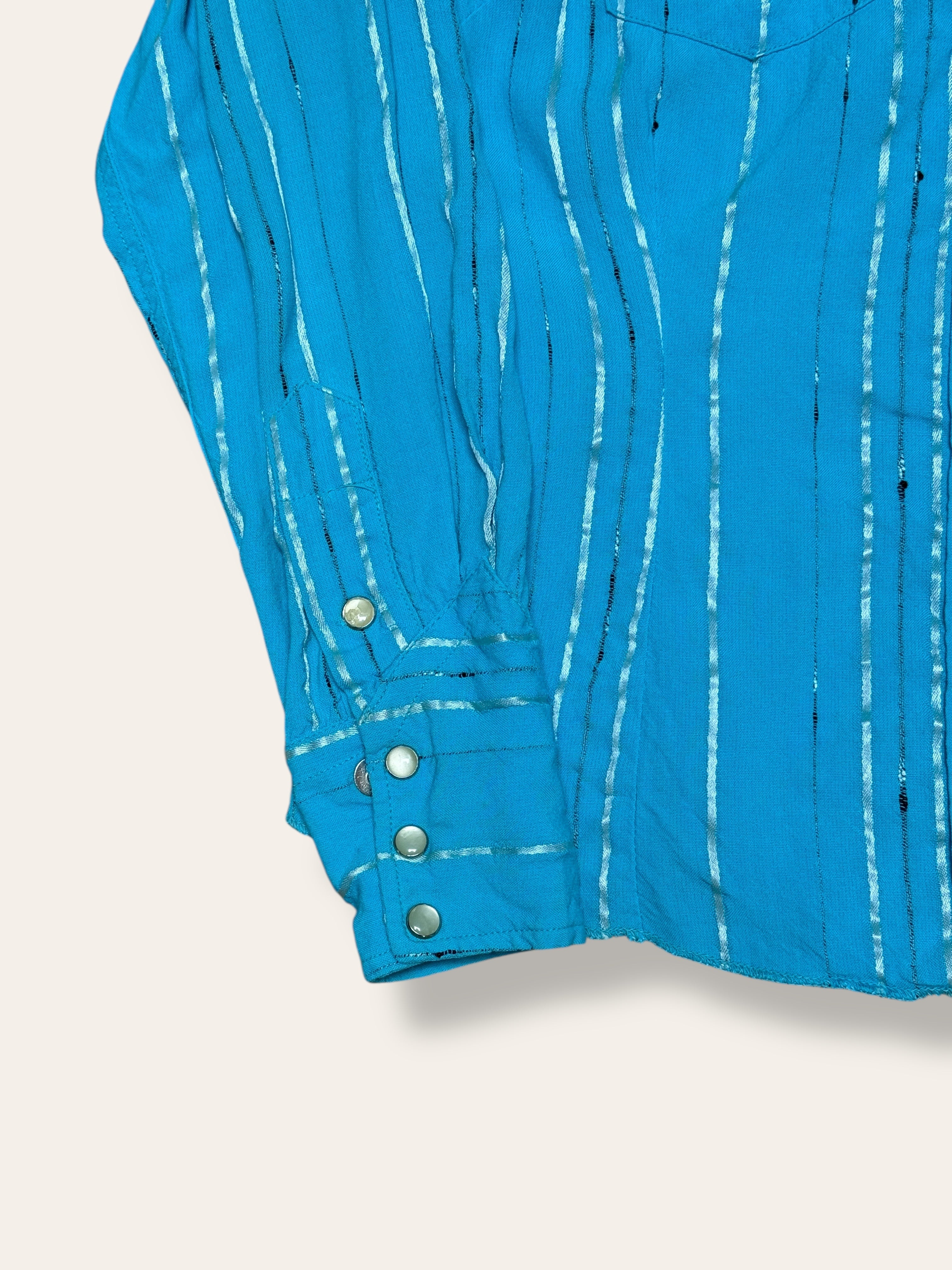 Vintage 1950's Turquoise Fleck Miller Western Rayon Shirt