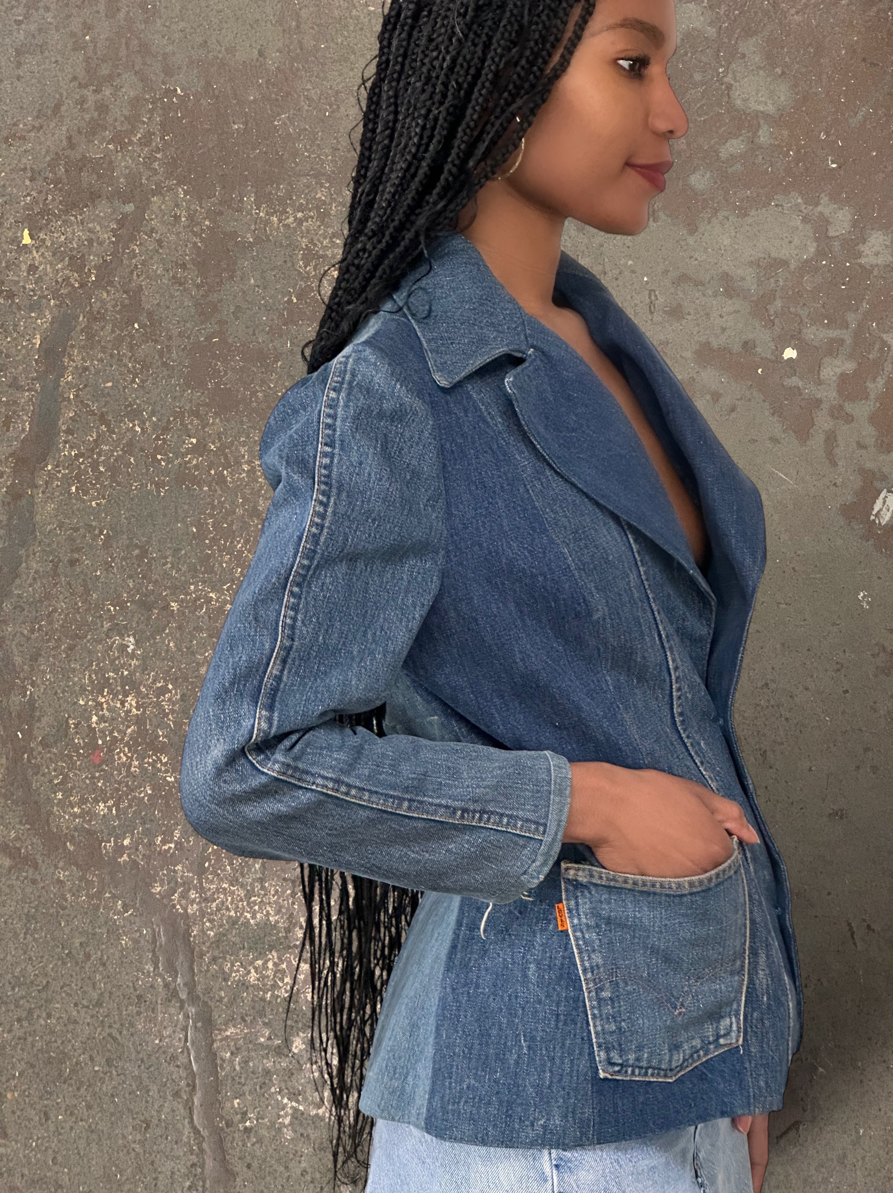 Vintage 1970's Levi's Denim Patchwork Blazer Jacket