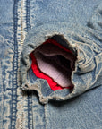 Vintage 1960s Key Imperial Denim Work Jacket | Belted Back Faded Denim