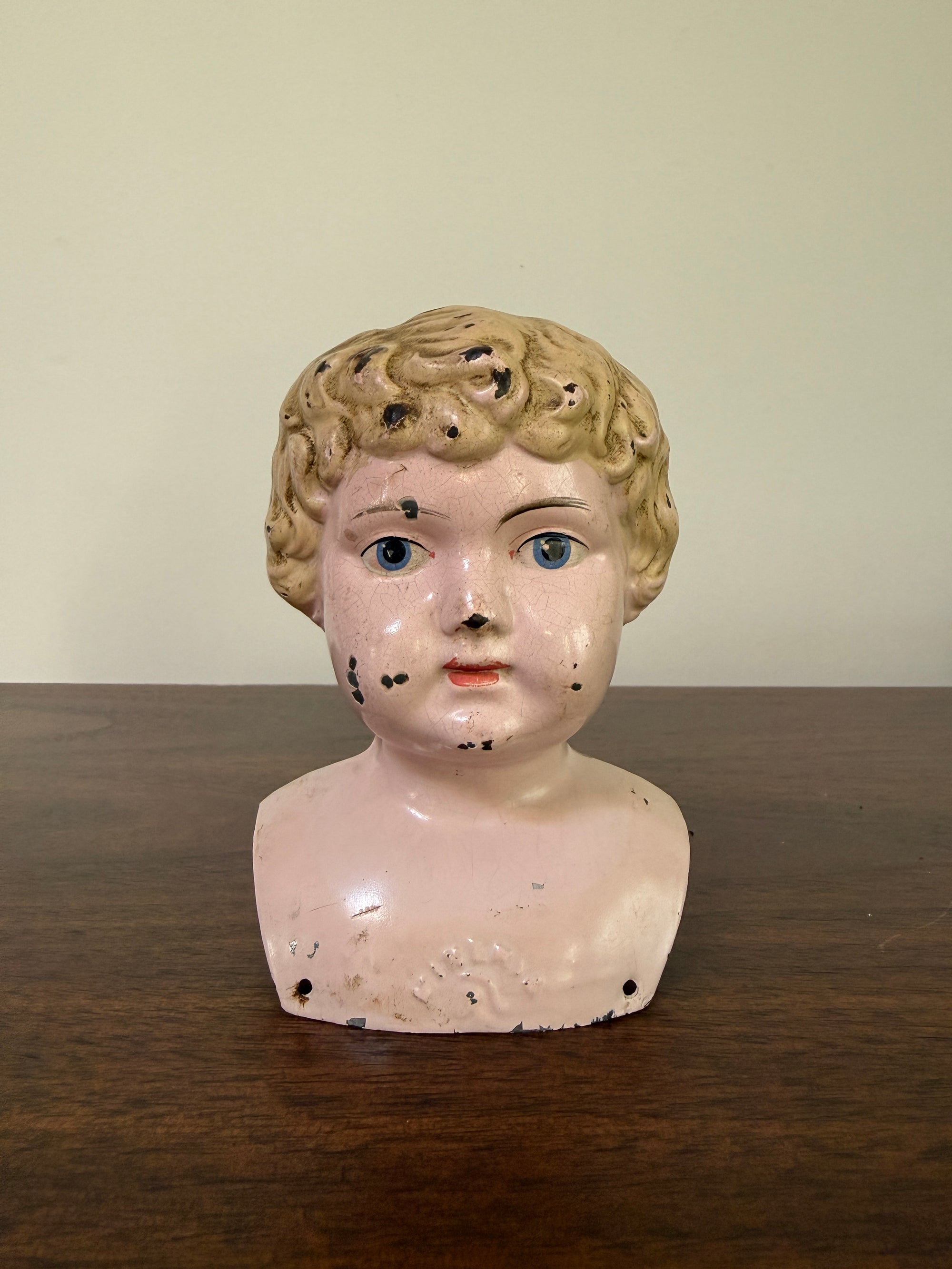 Antique 1900s Minerva Metal Doll Head by Buschow &amp; Beck | Molded Blonde Hair