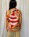 Vintage 1960’s Emilio Pucci Geometric Silk Blouse | Made in Italy Saks Fifth Avenue Silk Shirt