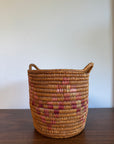 Vintage Jicarilla Apache Coil Handmade Basket With Handles | Native American Pattern Basket
