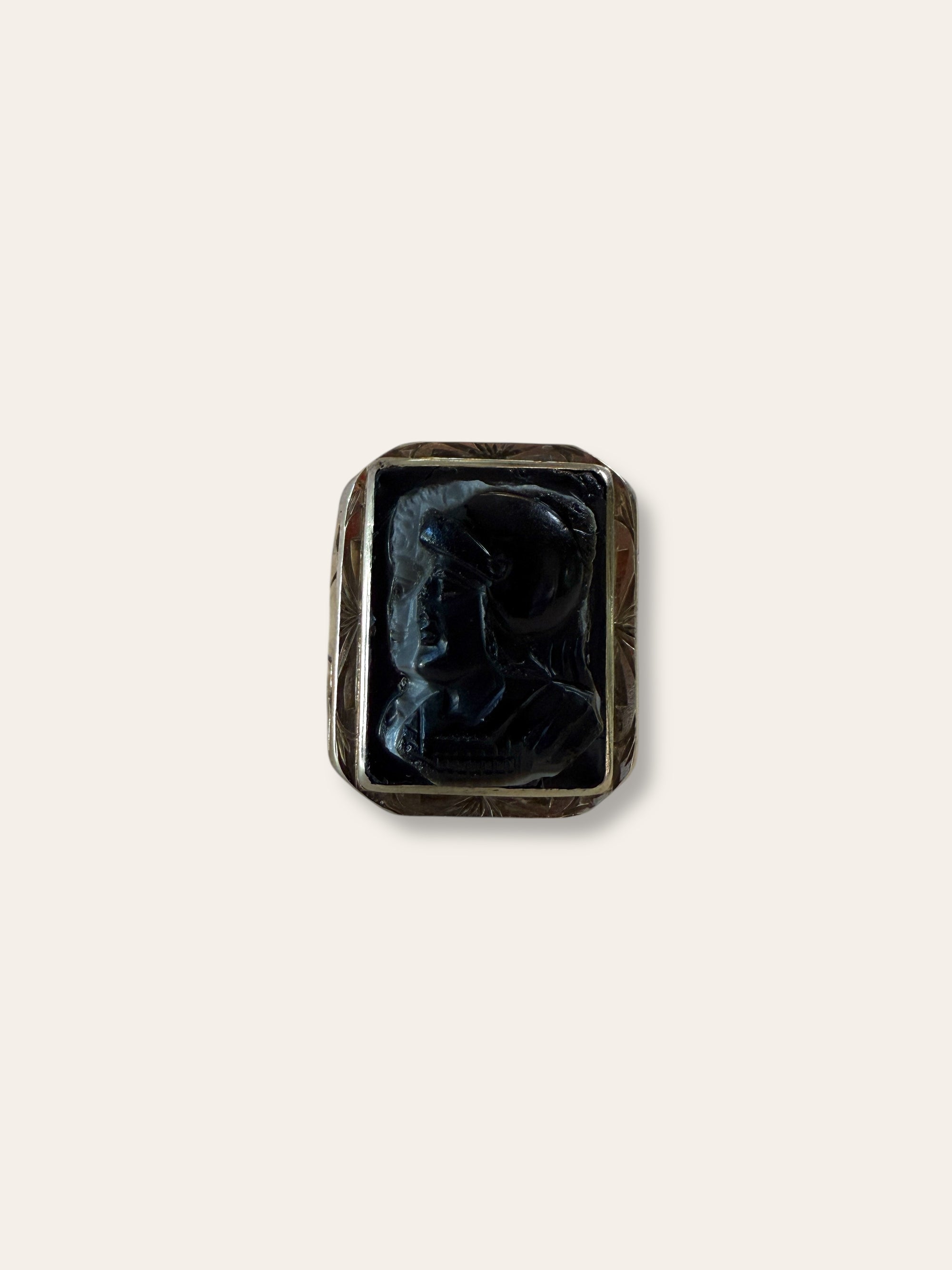 Vintage 1900’s Sardonyx Cameo 14k White Gold Ring Size 10