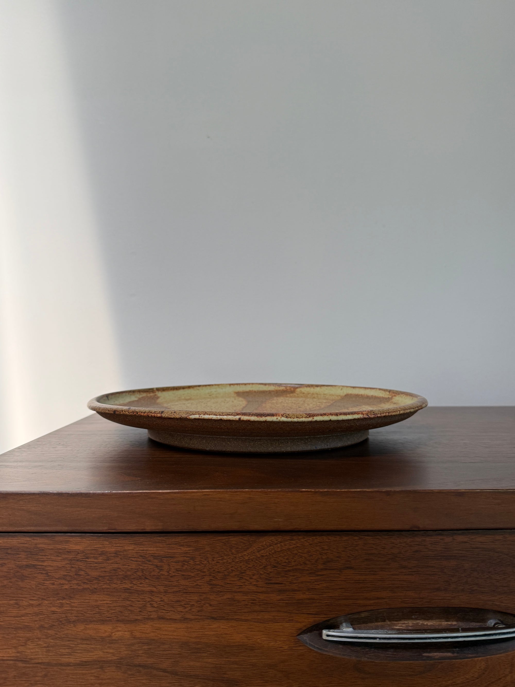 Vintage Studio Pottery Serving Platter | Large Hand Thrown Stoneware Plate| Mid-Century Modern Artisan Ceramic
