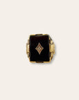 Vintage 1940’s Art Deco Onyx 10k Gold Diamond Ring Size 9