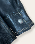 Vintage 1970’s Christie Hand-Sewn Black Leather Shirt | East West North Beach Style Leather Shirt