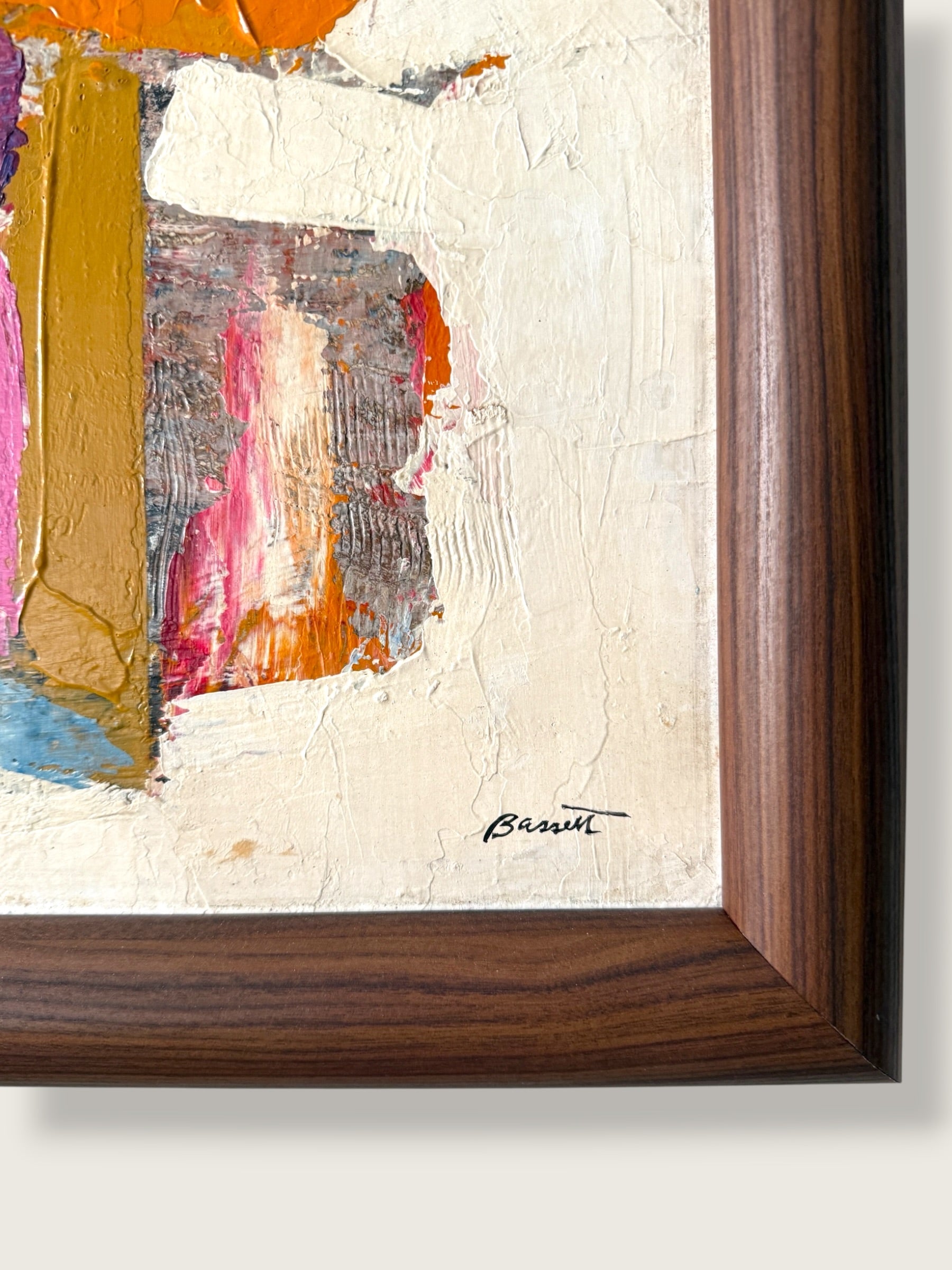 Vintage 1950s Bassett Mid-Century Modern Abstract Painting | Vintage MCM Painting