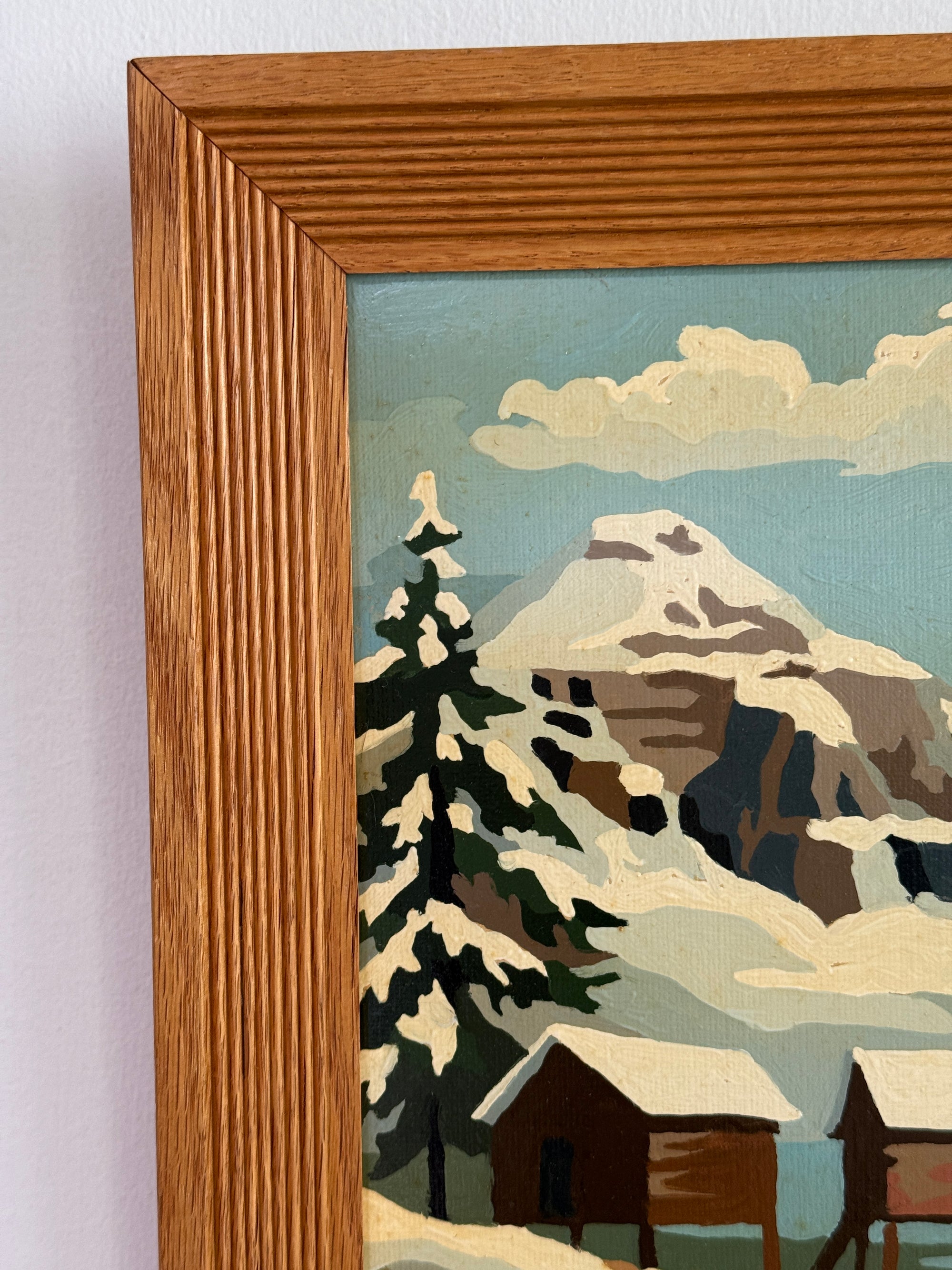 Vintage MCM Paint By Numbers Landscape Painting | Framed Mid Century Art