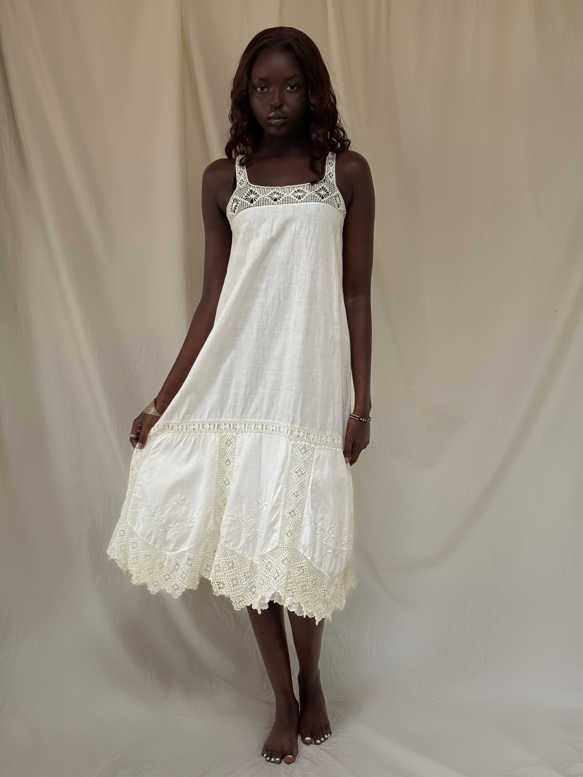 Vintage 1900's Edwardian White Cotton Crochet Dress | Antique Embroide Afterlife Boutique Vintage 1900's Edwardian White Cotton Crochet Dress | Antique Embroide Afterlife Boutique