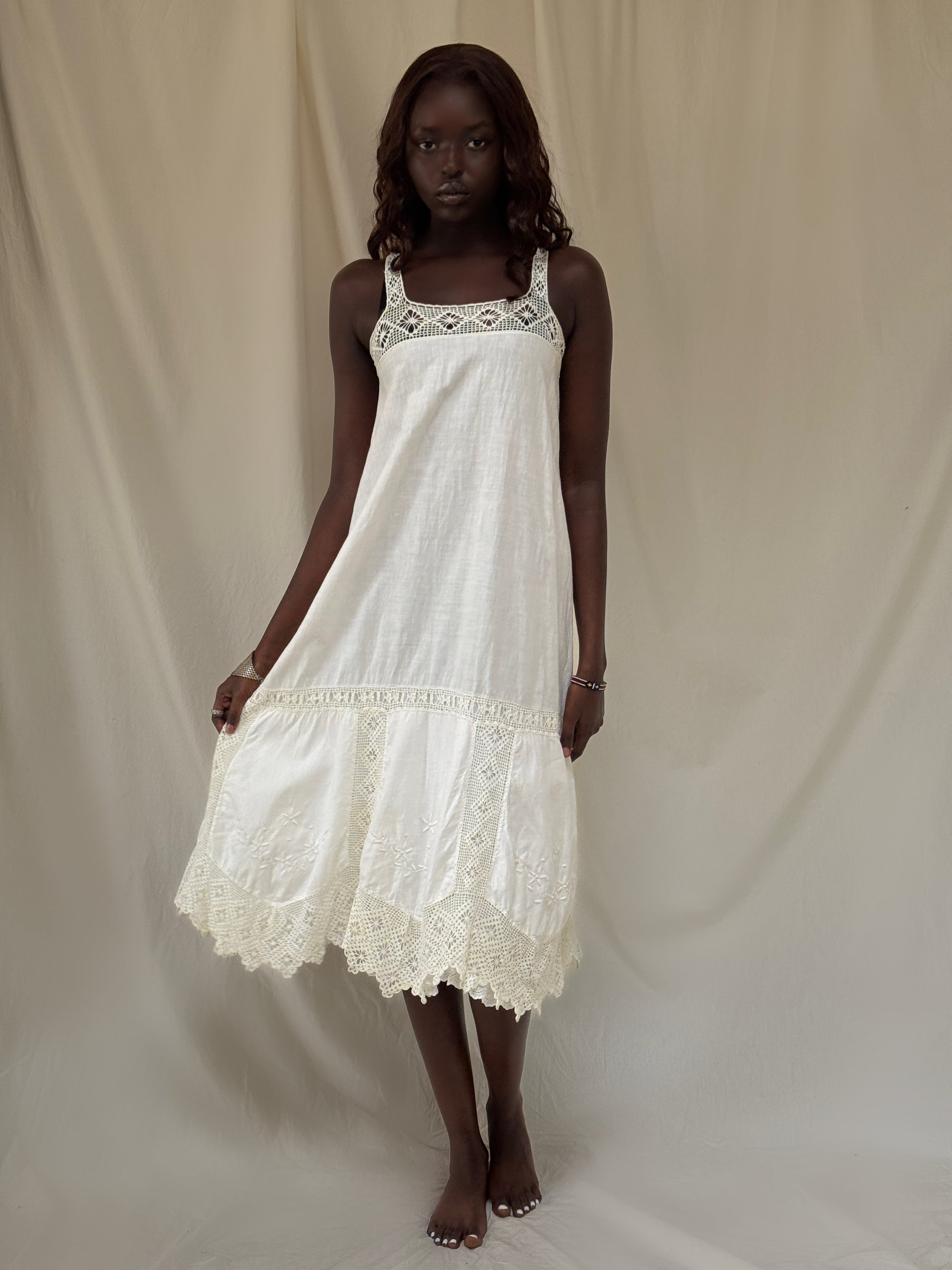 Vintage 1900's Edwardian White Cotton Crochet Dress | Antique Embroide Afterlife Boutique Vintage 1900's Edwardian White Cotton Crochet Dress | Antique Embroide Afterlife Boutique