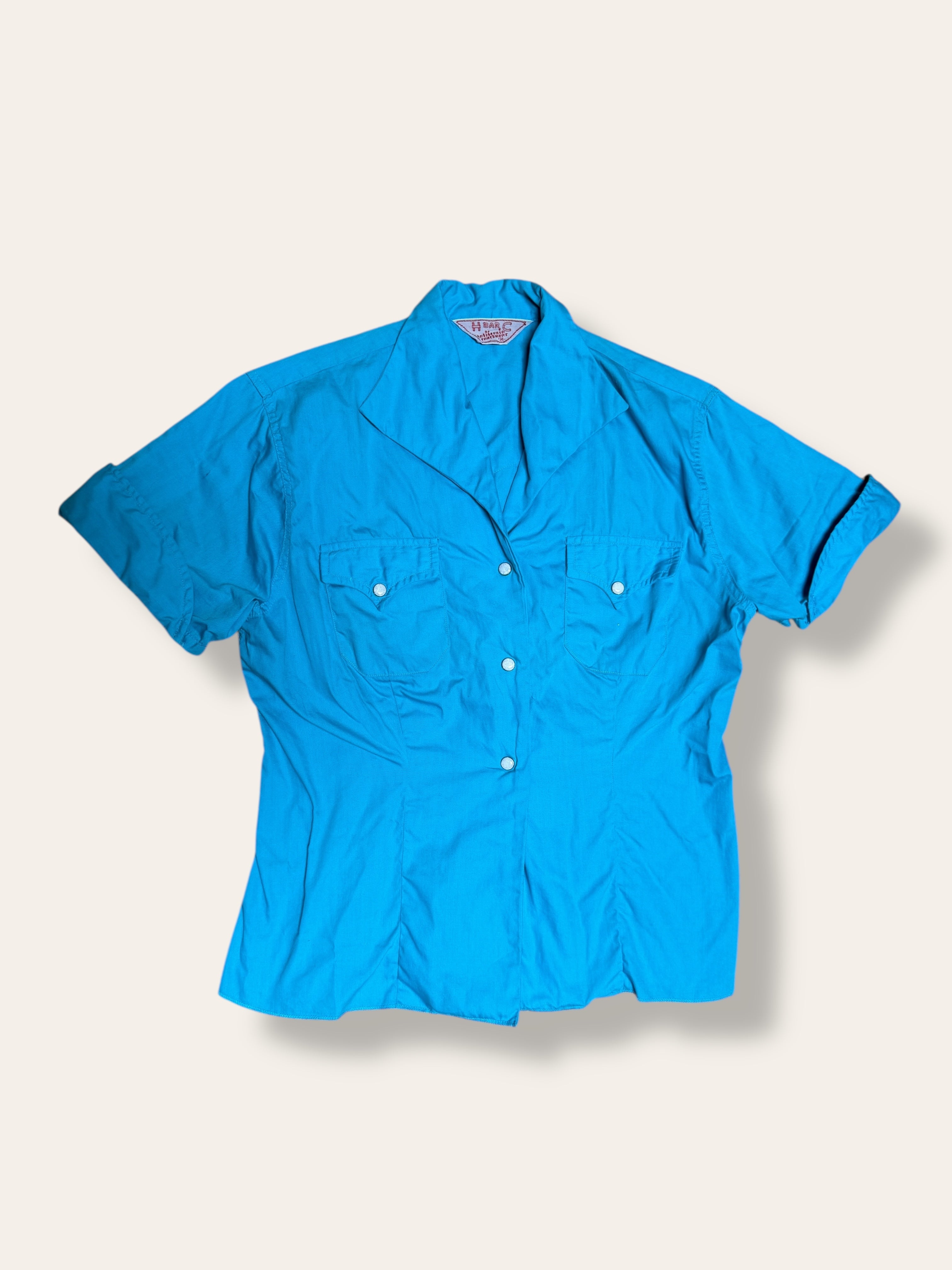 トップス 50s vintage wilshire shirts Vintage 1950's Turquoise H Bar C Western Short Sleeve Shirt