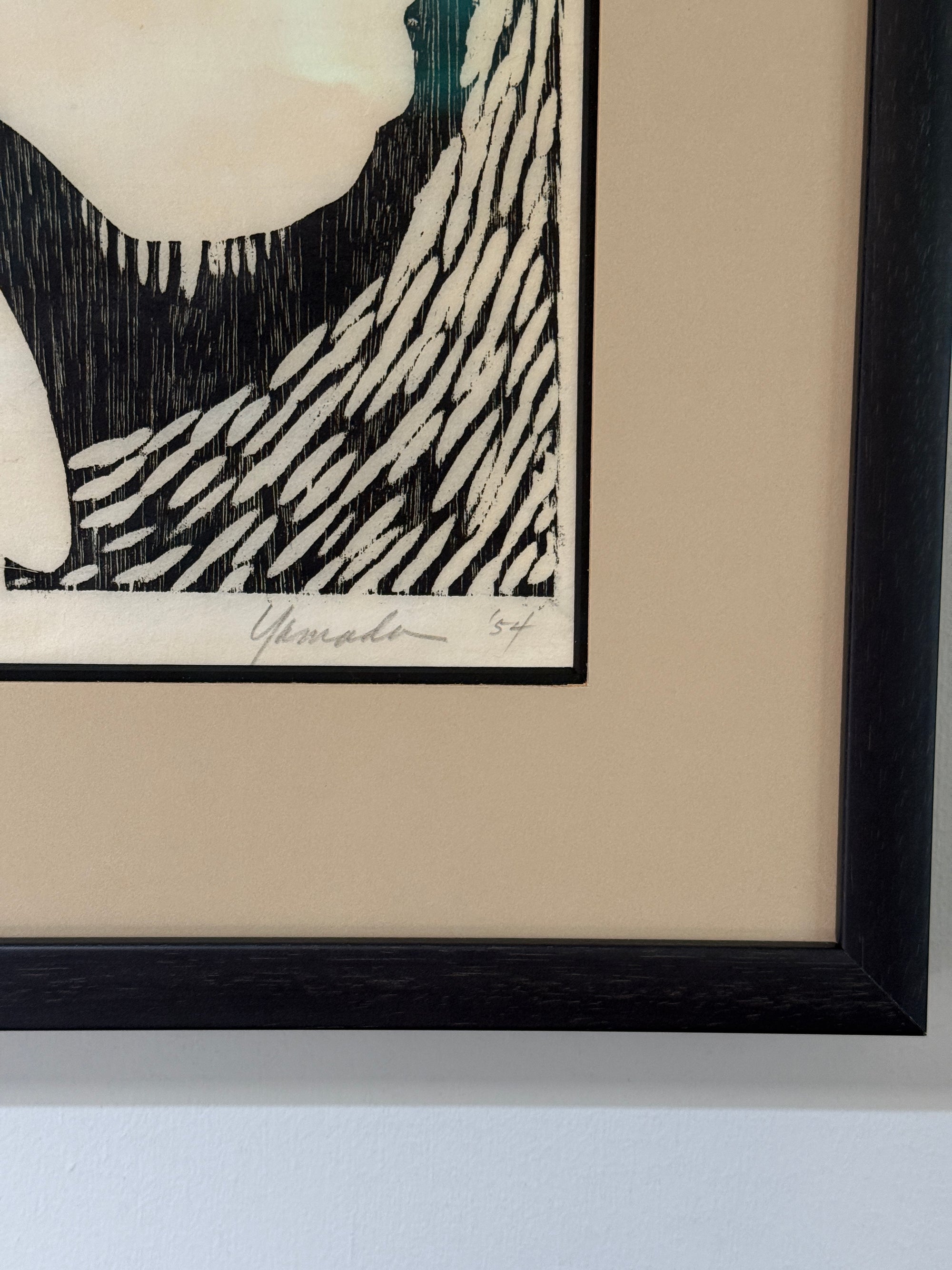Vintage MCM Yamada Signed Edition 1/10 “REST” | Framed Japanese Sosaku-Hanga Woodblock Print Mid Century Art