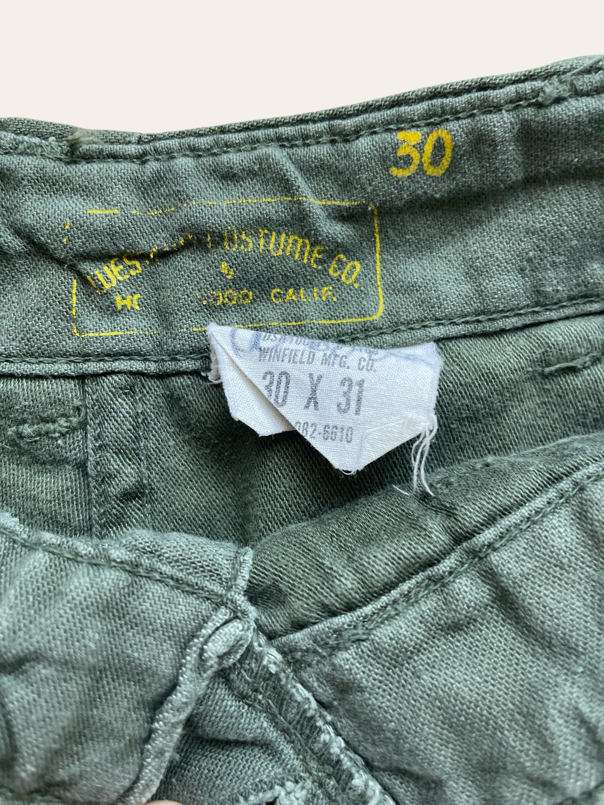 Vintage 1970’s US Army Issue OG-107 Baker Pants W:30
