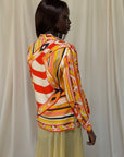 Vintage 1960’s Emilio Pucci Geometric Silk Blouse | Made in Italy Saks Fifth Avenue Silk Shirt