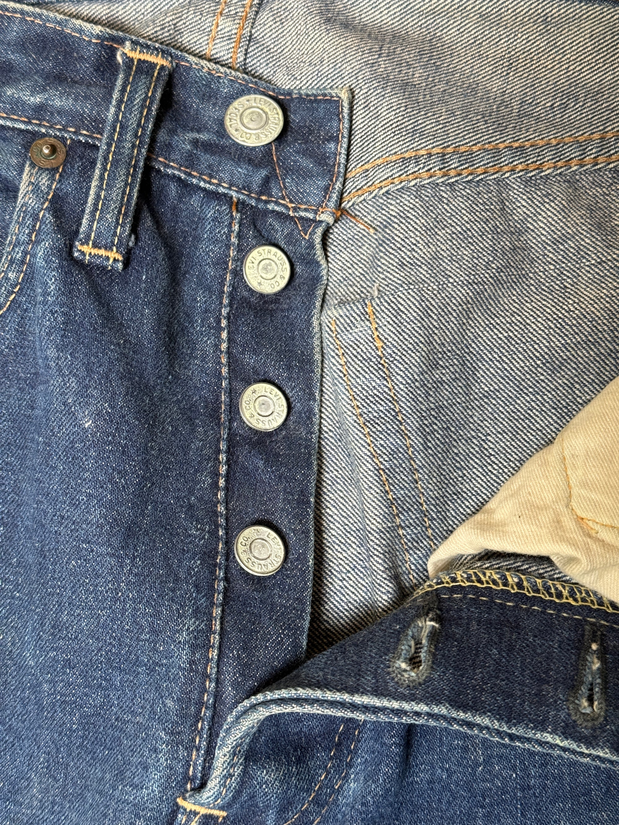 Vintage 1960s Levi’s 501s Big E Hippie Patchwork Denim Jeans | Bell Bottom Folk Art Custom Denim Pants W:26