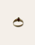Antique Victorian 9ct Gold Ring | Garnet & Seed Pearl Accent Ring Size 6
