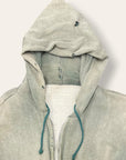 Vintage 1960’s Worn Green Double Face Thermal Hooded Sweatshirt