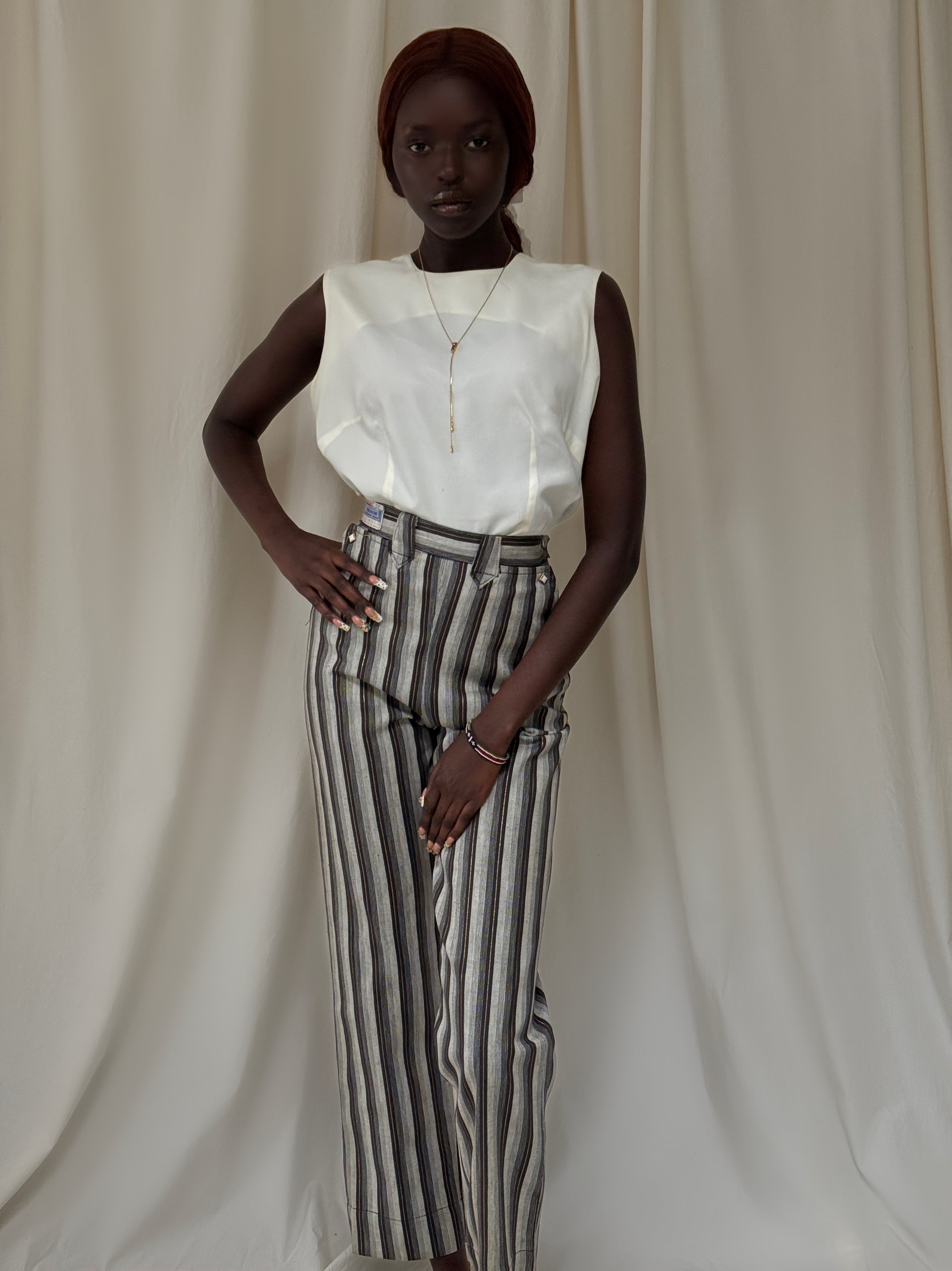 Vintage 1950’s Deadstock Levi’s Western Side Zip Ranch Striped Denim Pants W:24