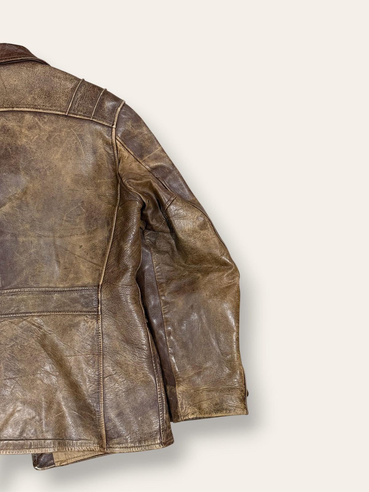 Vintage 1940-50s Windward Horsehide Leather Jacket | Montgomery Ward Brown Belted Back Jacket