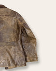 Vintage 1940-50s Windward Horsehide Leather Jacket | Montgomery Ward Brown Belted Back Jacket