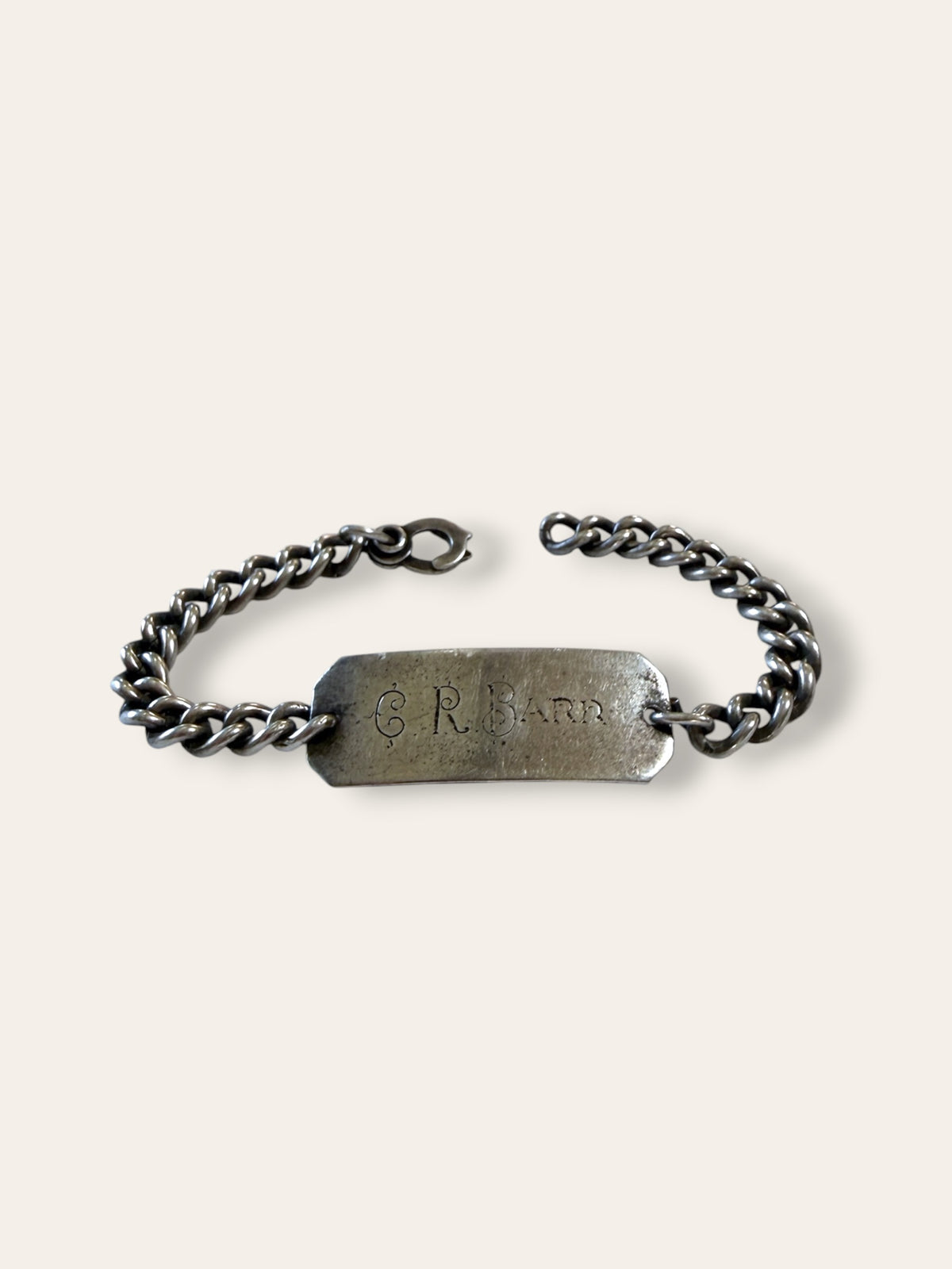 Vintage Sterling Silver WWII Identification Bracelet | Chunky Curb Link | 7” Chain Stamped