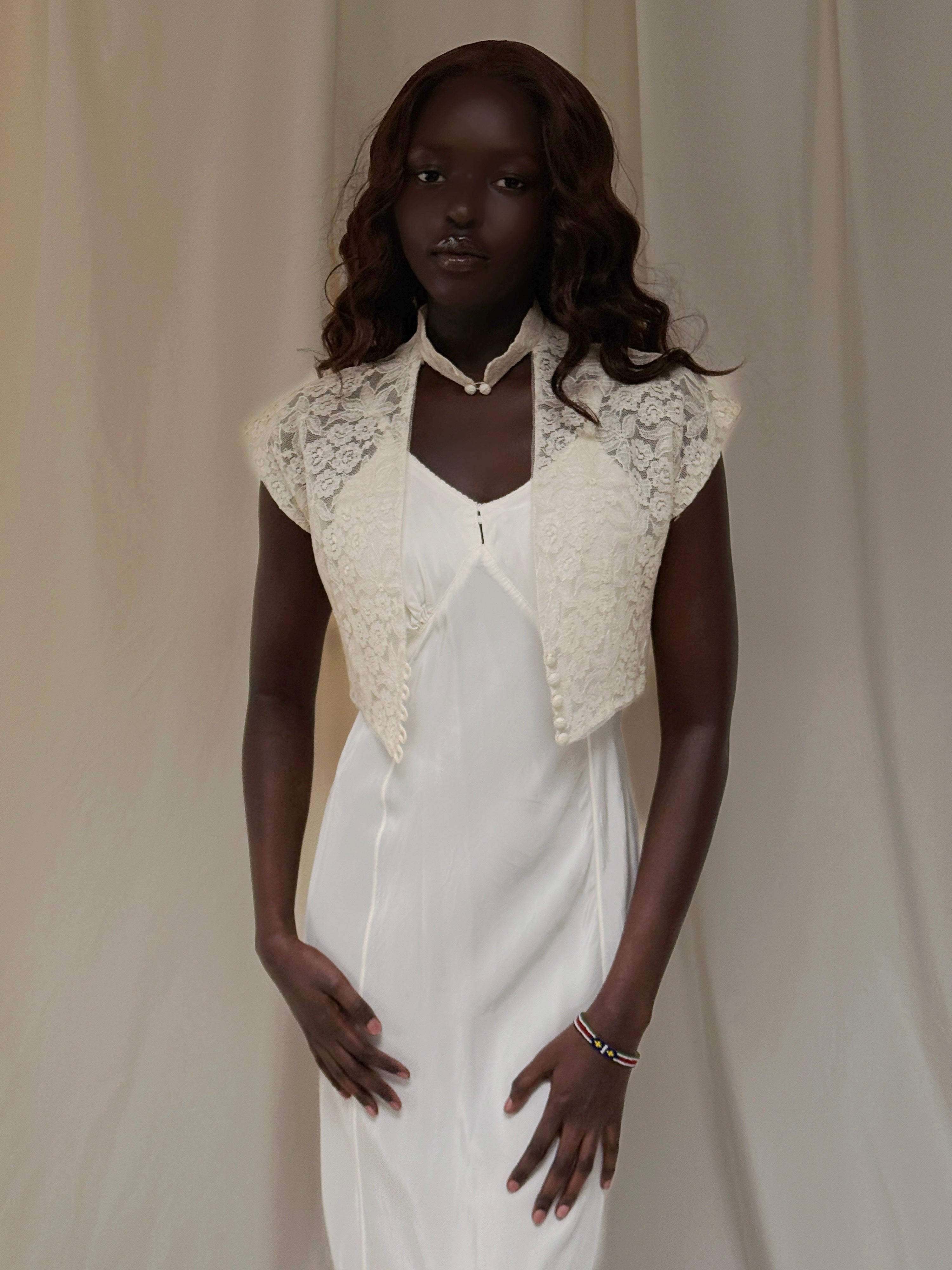 Vintage 1940s–1950s Lace & Tulle Bolero Top | Sheer Evening Shrug