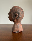 Vintage Modernist Terracotta Head Sculpture | Expressionist Bust Art | Mid Century Studio Pottery Portrait