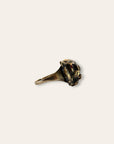 Antique Victorian 9ct Gold Lion Ring | Garnet Eyes & Natural Diamond Accent Ring Size 6.5