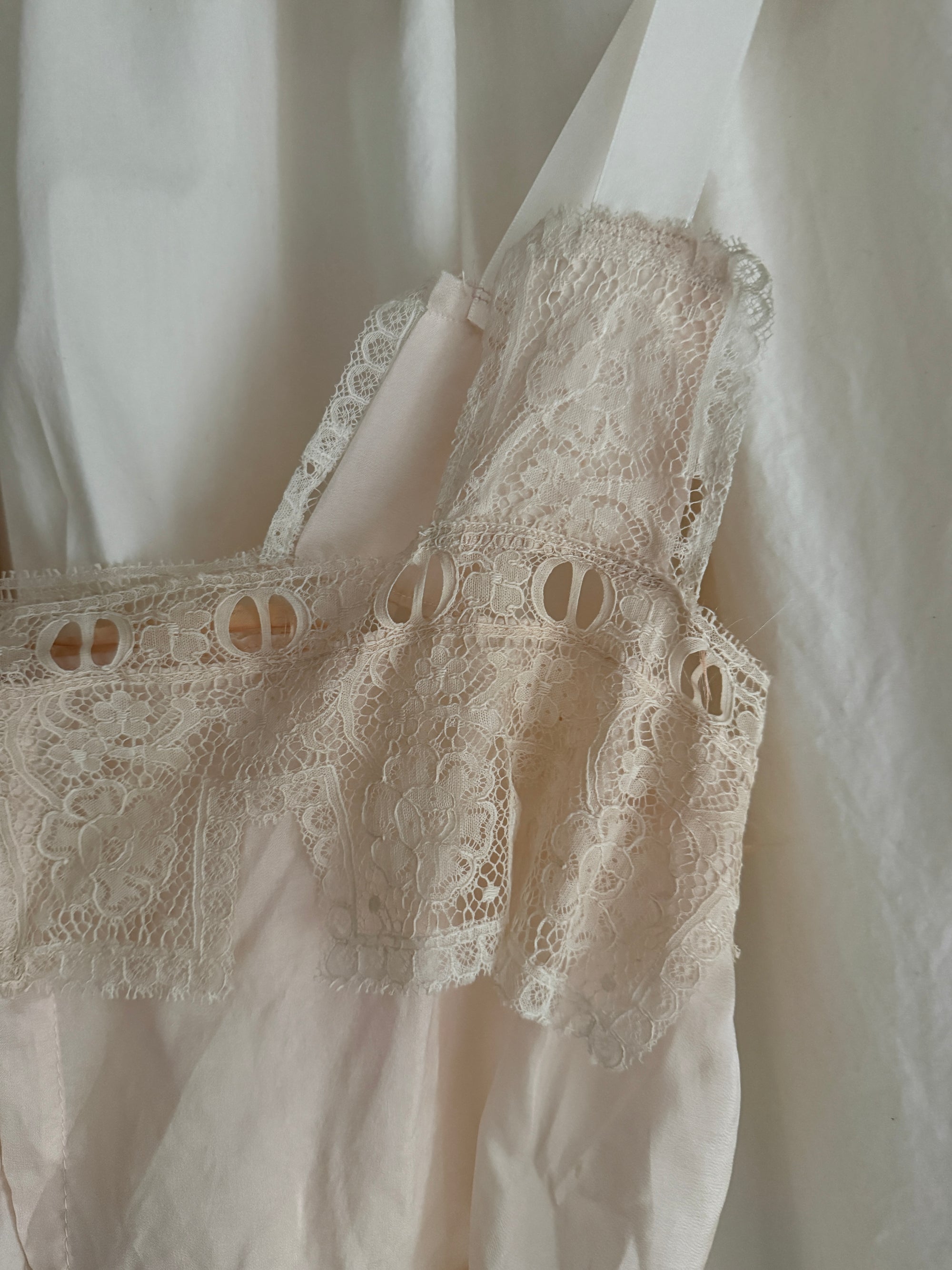 Vintage 1900s Silk &amp; Lace Camisole Top | Edwardian Ivory Lace Bustier Crop | Antique Lingerie Blouse