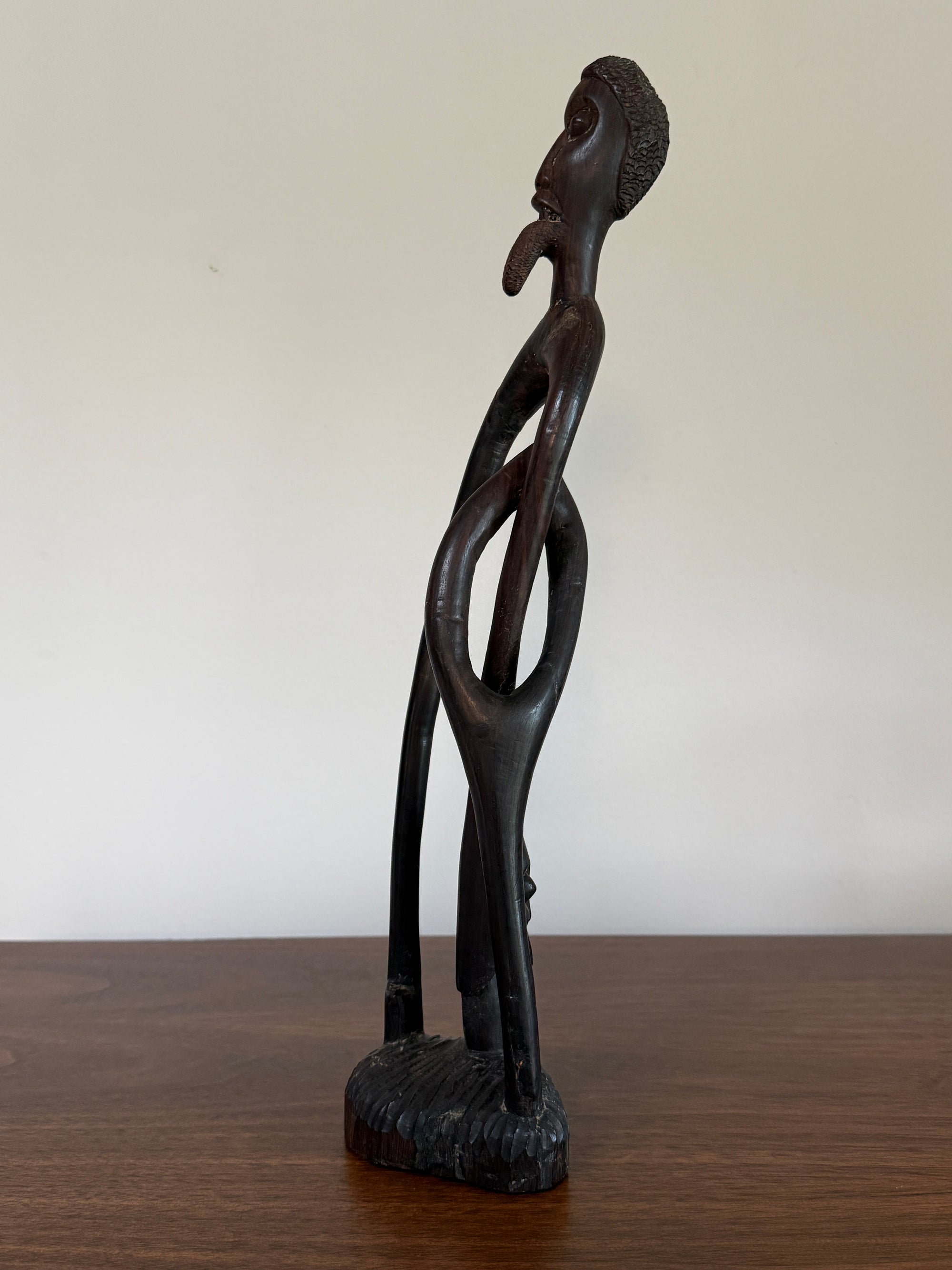 Vintage 1960s Mid-Century Modern Makonde Shetani Spirit Sculpture | Hand-Carved African Blackwood (Mpingo Ebony)