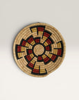 Vintage Hopi Coiled Flat Basket | Handwoven Native American Wall Art | Geometric Polychrome Woven Basket Tray